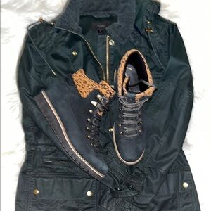 Cole Haan Forest Green Boots W/Leopard Print …Cute, Cute, Cute!!